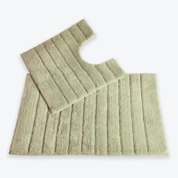 Allure Bath Fashions Ribbed Two Piece Bath Mat & Toilet Mat Set in Light Green