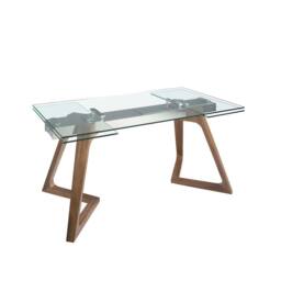 Angel Cerda Rectangular Tempered Glass Extending Dining Table in Walnut - thumbnail 6