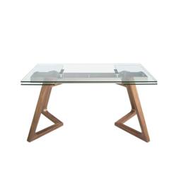 Angel Cerda Rectangular Tempered Glass Extending Dining Table in Walnut - thumbnail 2