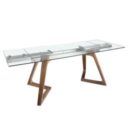 Angel Cerda Rectangular Tempered Glass Extending Dining Table in Walnut - thumbnail 1