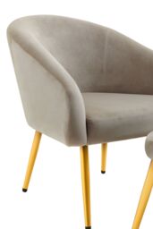 Orsina Midnight Blue Velvet Arm Chair with Footstool, Velvet Upholstered Accent Chair & Footstool, Armchair Set in Beige - thumbnail 5