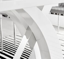 FurnitureboxUK Atlanta 160cm Chrome Metal & White High Gloss 6-Seater Dining Table - thumbnail 4