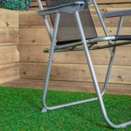 Samuel Alexander 2 x Foldable Garden Chairs Fixed position garden chairs with grey frame & black fabric - thumbnail 8