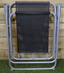Samuel Alexander 2 x Foldable Garden Chairs Fixed position garden chairs with grey frame & black fabric - thumbnail 2