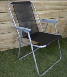 Samuel Alexander 2 x Foldable Garden Chairs Fixed position garden chairs with grey frame & black fabric - thumbnail 3