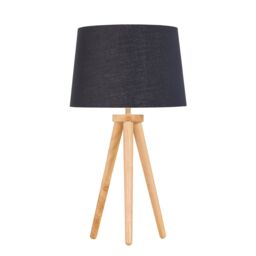 First Choice Lighting Set of 2 Light Oak Table Lamp or Bedside Lights with Black Gold Shades in Brown - thumbnail 2