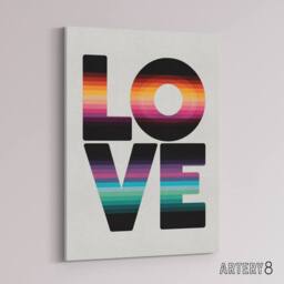 "Artery8 Love Retro Colour Gradient Stripe Typography Canvas Wall Art Print - Size: W18"" x H24""" - thumbnail 2