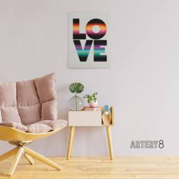 "Artery8 Love Retro Colour Gradient Stripe Typography Canvas Wall Art Print - Size: W18"" x H24""" - thumbnail 3