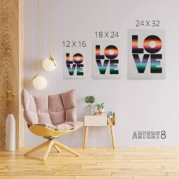"Artery8 Love Retro Colour Gradient Stripe Typography Canvas Wall Art Print - Size: W18"" x H24""" - thumbnail 4