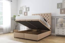 "Comfort Beds Winslow Plush Ottoman Bed Base-54"" Floor Standing Headboard in Stone - Size: Single" - thumbnail 2