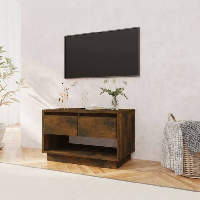 Berkfield Home TV Cabinet Smoked Oak 70x41x44 cm Engineered Wood in Brown - Size: 70 x 41 x 44 cm - image 1