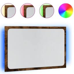 Berkfield Home LED Bathroom Mirror Sonoma Oak 60x8.5x38 cm Engineered Wood in Brown - thumbnail 1