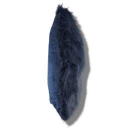 HomeSpace Direct Chelsea Faux Fur Cushion 4 Pack in Navy - Size: 45 cm x 45 cm - thumbnail 3