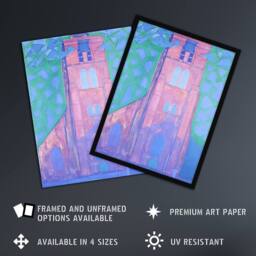 "Artery8 Church Tower Domburg Mondrian Vintage Wall Art Print Poster - Size: W18"" x H24""" - thumbnail 2