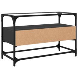Berkfield Home TV Cabinet with Glass Top Black 80x35x51 cm Engineered Wood - Size: 80 x 35 x 51 cm - thumbnail 6
