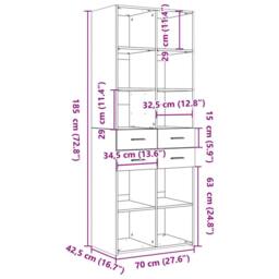 Berkfield Home Highboard White 70x42.5x185 cm Engineered Wood - thumbnail 9