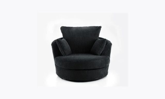 LUXURY LIFE Collingdale Dylan Jumbo Cord Fabric Swivel Chair in Black