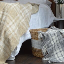 Allure Bath Fashions Chenille Checked Tartan Throw Blanket in Natural - Size: 150 cm × 200 cm - thumbnail 4