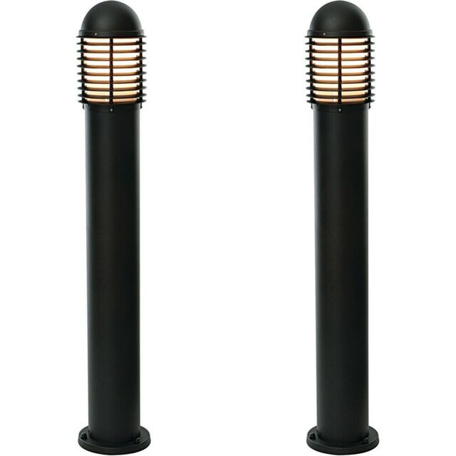Loops 2 PACK Outdoor IP44 Bollard Light Matt Black 1000mm Lamp Post Garden Driveway - image 1