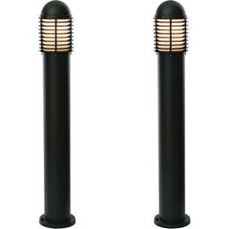Loops 2 PACK Outdoor IP44 Bollard Light Matt Black 1000mm Lamp Post Garden Driveway - thumbnail 1