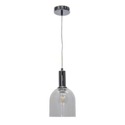 First Choice Lighting Set of 2 Belten - Clear Glass Cloche Chrome Deco Pendant Fittings - thumbnail 2