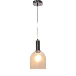 First Choice Lighting Set of 2 Belten - Clear Glass Cloche Chrome Deco Pendant Fittings - thumbnail 3