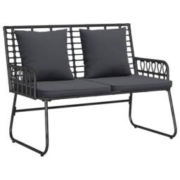Berkfield Home Garden Dining Set with Pillow 3 pcs Poly rattan, steel in Black - thumbnail 5