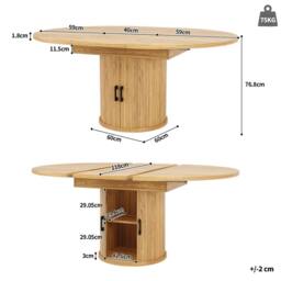 ModernLuxe Extendable 6-seater dining table with storage in Light Oak - thumbnail 8