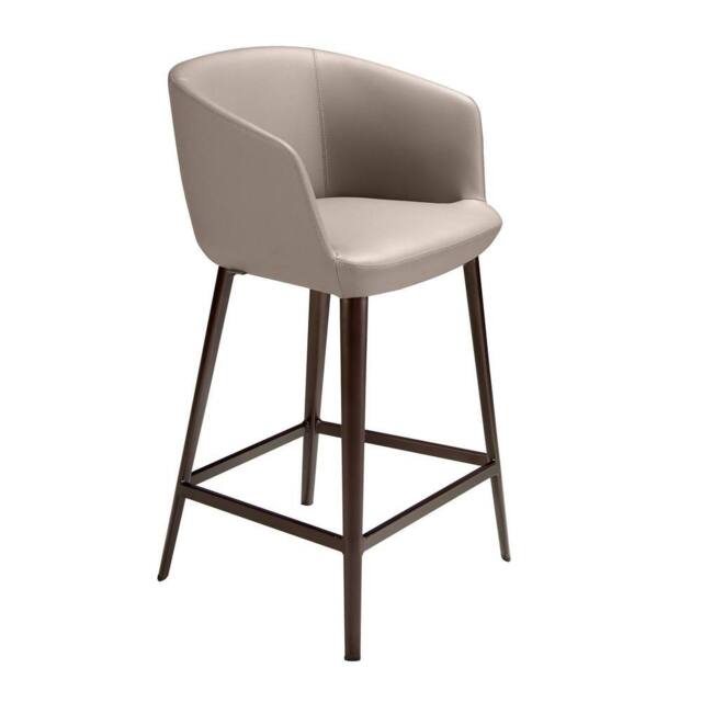 Angel Cerda Taupe Grey Leatherette Stool 56x53x91 cm, Brown Steel - Size: 56 x 53 x 91 cm - image 1
