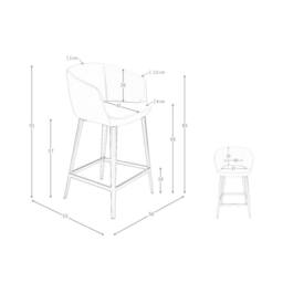 Angel Cerda Taupe Grey Leatherette Stool 56x53x91 cm, Brown Steel - Size: 56 x 53 x 91 cm - thumbnail 8