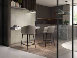Angel Cerda Taupe Grey Leatherette Stool 56x53x91 cm, Brown Steel - Size: 56 x 53 x 91 cm - thumbnail 4