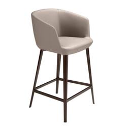 Angel Cerda Taupe Grey Leatherette Stool 56x53x91 cm, Brown Steel - Size: 56 x 53 x 91 cm - thumbnail 1