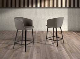 Angel Cerda Taupe Grey Leatherette Stool 56x53x91 cm, Brown Steel - Size: 56 x 53 x 91 cm - thumbnail 3