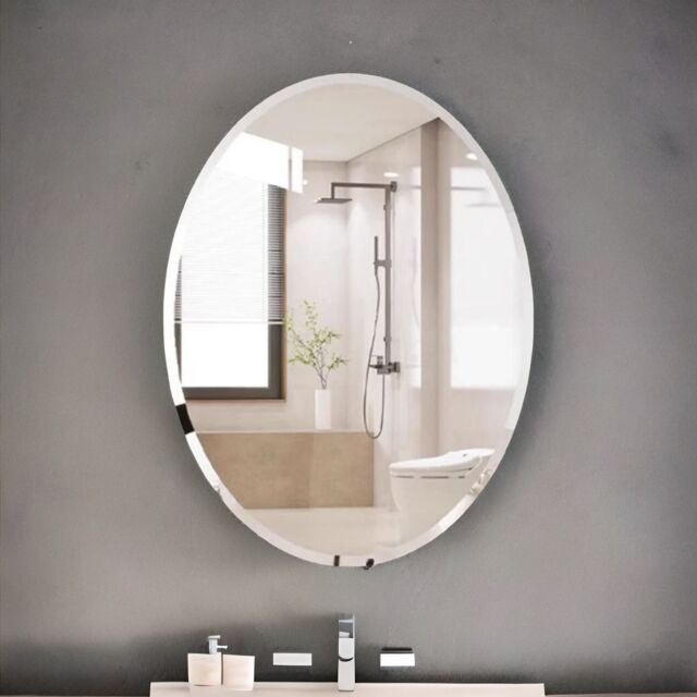 Pirlo Plush Frameless Wall Oval Vanity Mirror For Bedroom, Bathroom, Living Room in Clear - image 1