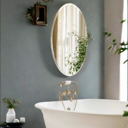 Pirlo Plush Frameless Wall Oval Vanity Mirror For Bedroom, Bathroom, Living Room in Clear - thumbnail 2