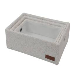 JVL Shiro Rectangular Storage Baskets - Set of 3 in White - thumbnail 2