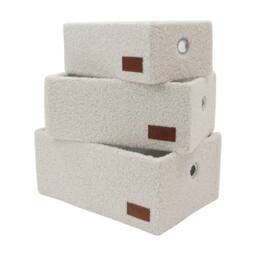 JVL Shiro Rectangular Storage Baskets - Set of 3 in White - thumbnail 4