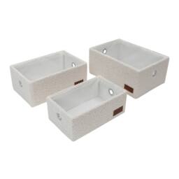 JVL Shiro Rectangular Storage Baskets - Set of 3 in White - thumbnail 3