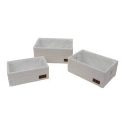 JVL Shiro Rectangular Storage Baskets - Set of 3 in White - thumbnail 1