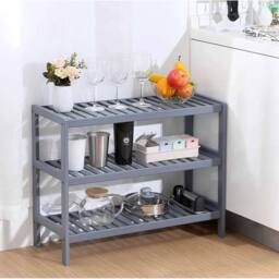 KORVIXA 3 TIER NATURAL GREY BAMBOO SHOE RACK STAND - Size: 100 cm x 100 cm - thumbnail 5