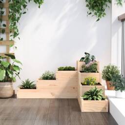 Berkfield Home Beautiful Garden Planter 4-Tier 80.5x79x36 cm Solid Wood Pine in Natural - thumbnail 1