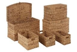 Orsina Set Of 6 Water Hyacinth Storage Baskets, Woven Storage Baskets With Loop & Side Handles, Hyacinth Basket in Natural - thumbnail 4