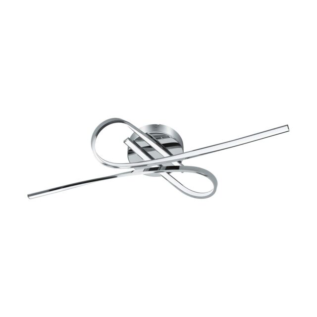 Loops Flush Ceiling Light Colour Chrome Shade White Plastic Bulb LED 2x10W Included - image 1