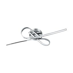 Loops Flush Ceiling Light Colour Chrome Shade White Plastic Bulb LED 2x10W Included