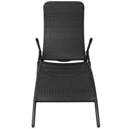 Berkfield Home Elegant Folding Sun Lounger Poly Rattan Black - thumbnail 3