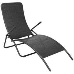 Berkfield Home Elegant Folding Sun Lounger Poly Rattan Black - thumbnail 2