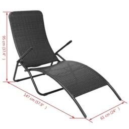 Berkfield Home Elegant Folding Sun Lounger Poly Rattan Black - thumbnail 5