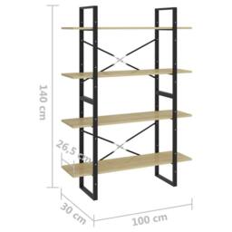 Berkfield Home 4-Tier Book Cabinet Sonoma Oak 100x30x140 cm Engineered Wood in Light Brown - Size: 100 x 30 x 140 cm - thumbnail 7