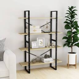 Berkfield Home 4-Tier Book Cabinet Sonoma Oak 100x30x140 cm Engineered Wood in Light Brown - Size: 100 x 30 x 140 cm - thumbnail 3