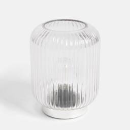 OHS Glass Cordless Table Lamp LED Battery Operated Night Light in Silver - thumbnail 3